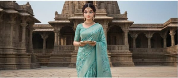 Elegant Sky Blue Silk Saree